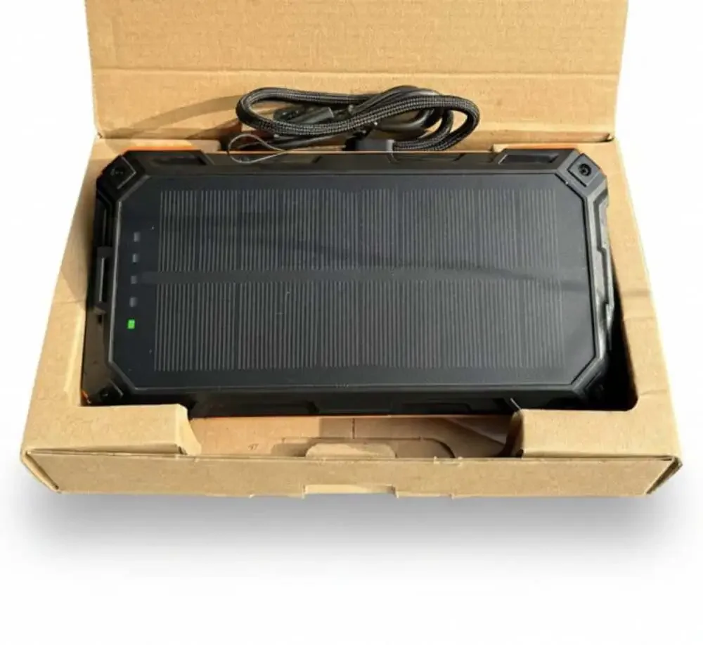 Wongkuo Black & Orange Solar Power Bank with Wireless Charging